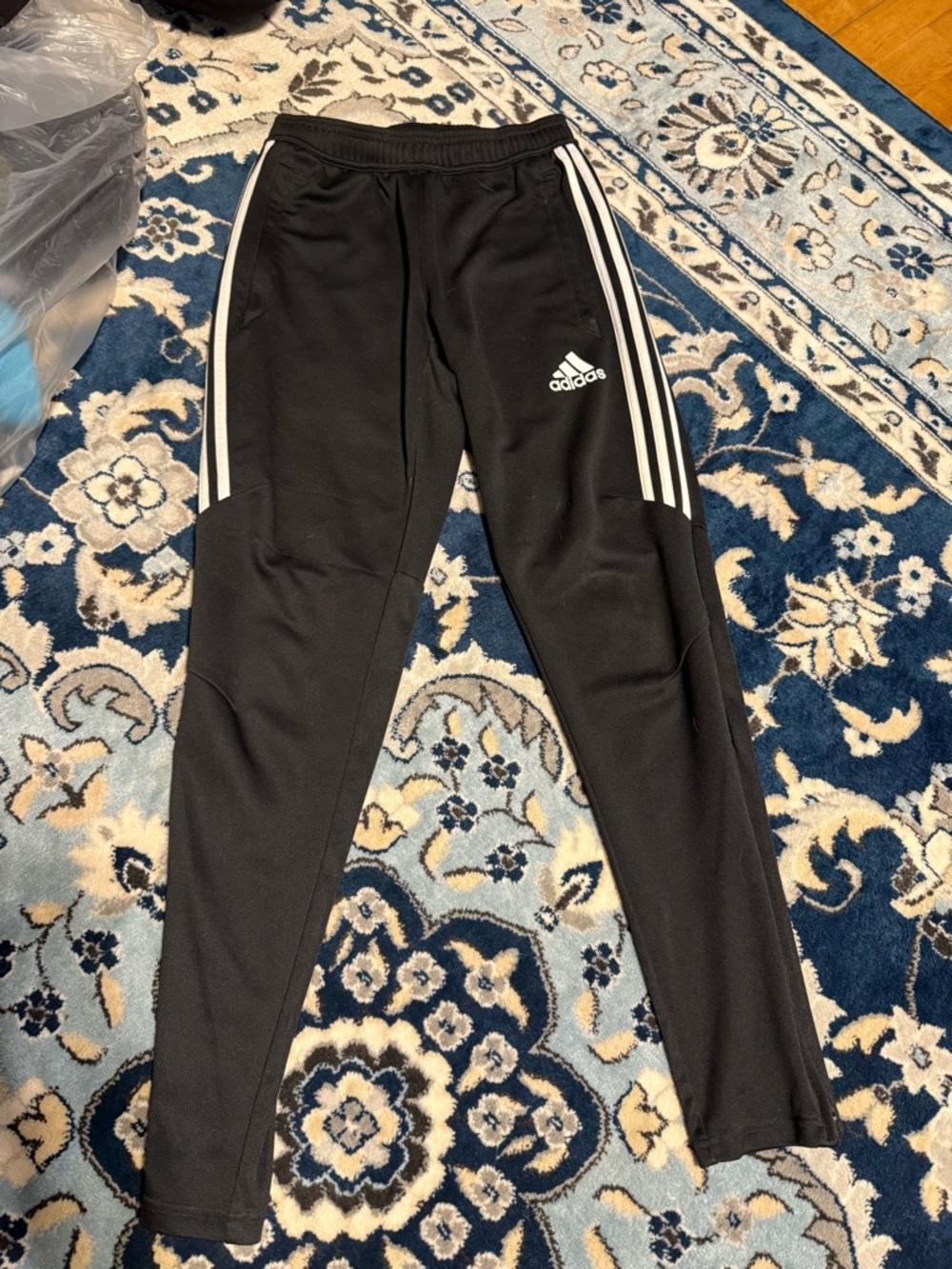 adidas Black Joggers with White Side Stripes